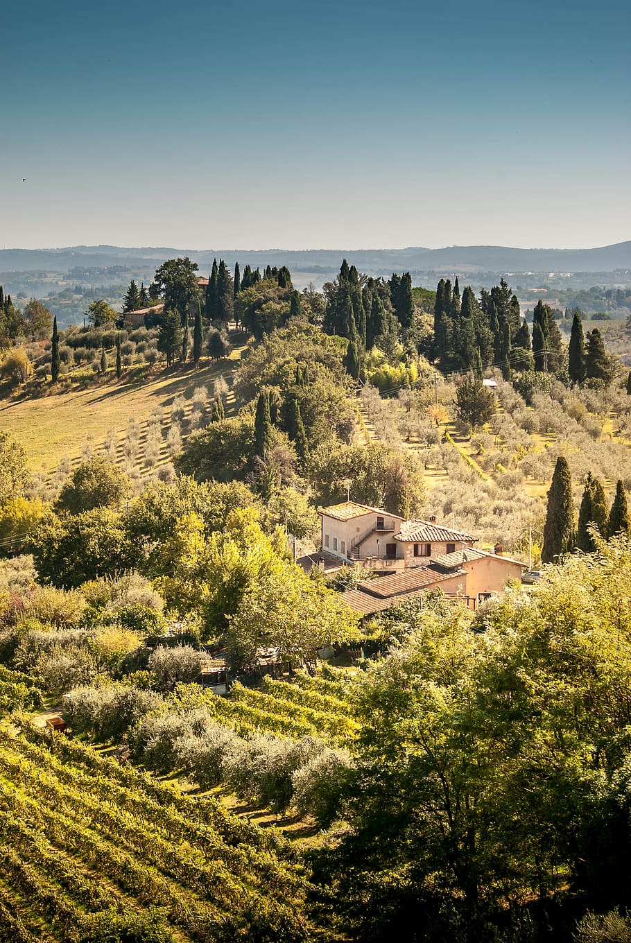 tuscany, Italia, pemandangan, langit, bidang, alam, Arsitektur, di luar rumah, hijau, pedesaan