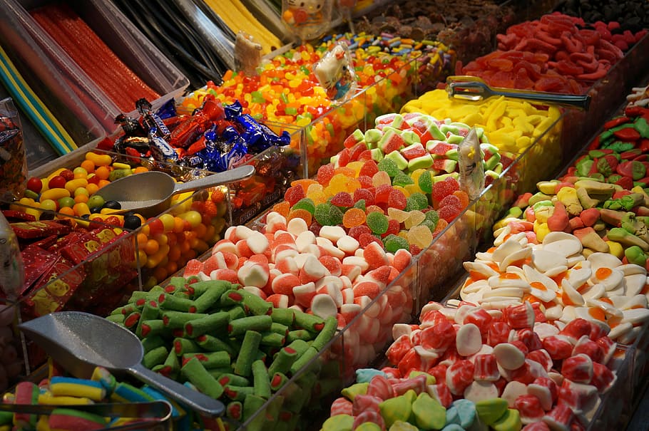 doces, produtos de açúcar, colorido, cor, mordidela, doçura, açúcar, crianças, doce, mercado