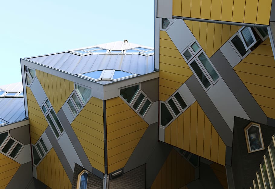 黄色, 黒, 建築, 建物, インフラストラクチャ, 構造, 設立, アパート, 窓, 屋根