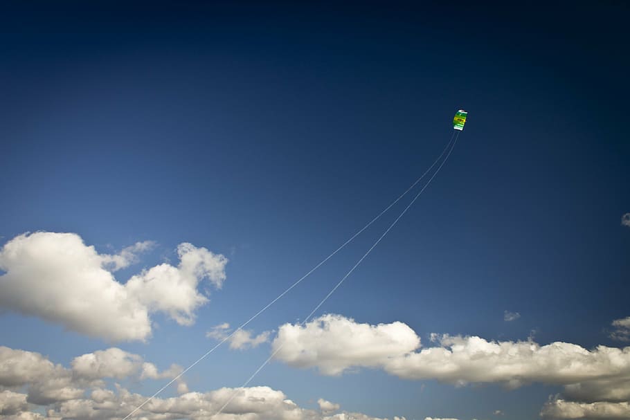 green, kite, air, clouds, sky, dragons, dragon rising, toys, fly, cord
