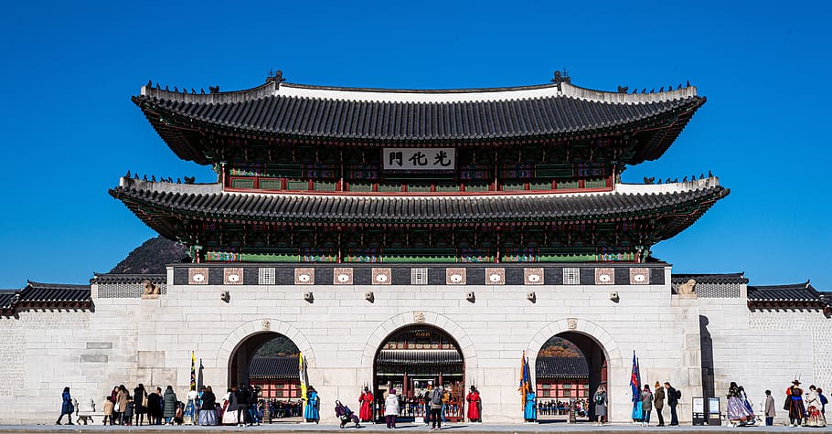 gwanghwamun, moon, palace, korea, landscape, seoul, asia, traditional, tourism, building
