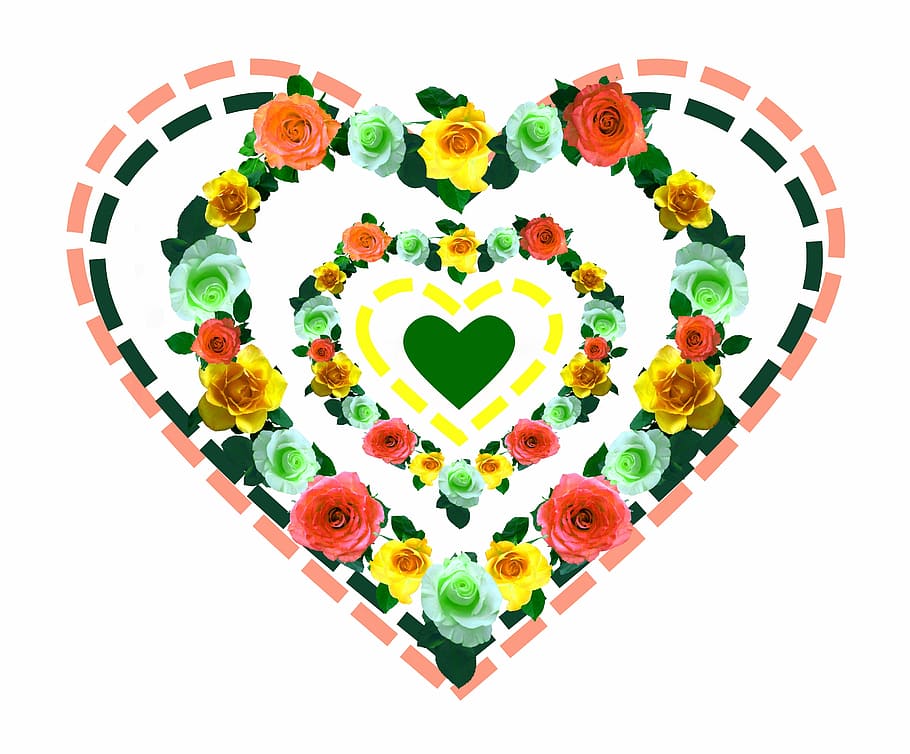 jantung, cinta, mawar, hari valentine, roman, romantis, salam, simbolis, latar belakang, bunga