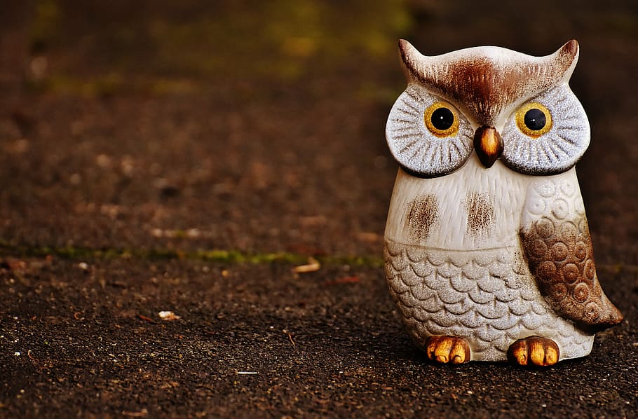 owl, bird, funny, ceramic, animal, cute, deco, figure, decoration, feather