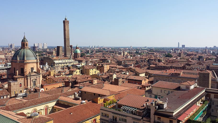 cityscape, day time, bologna, roofs, overview, building exterior, architecture, built structure, city, building