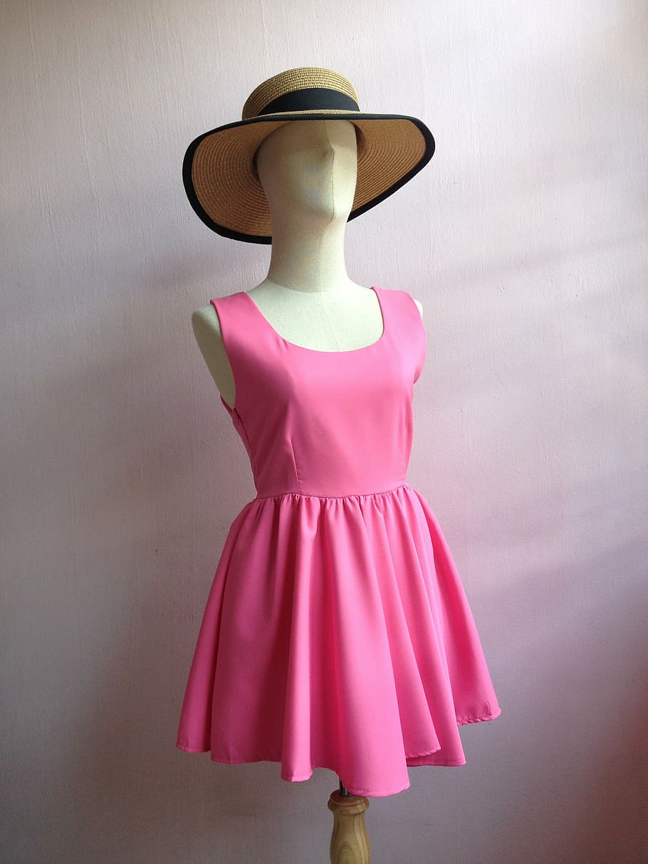 berpakaian, pink, fashion, warna merah muda, pakaian, mode, peragawati, di dalam ruangan, representasi manusia, gaun