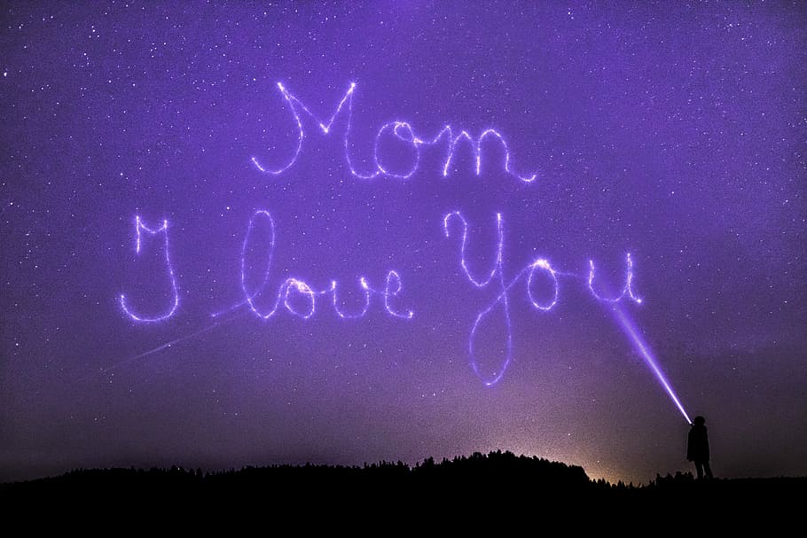 silhouette, person, standing, starry night, mom i love, text overlay,  mother's day, mother, star, universe | Pxfuel