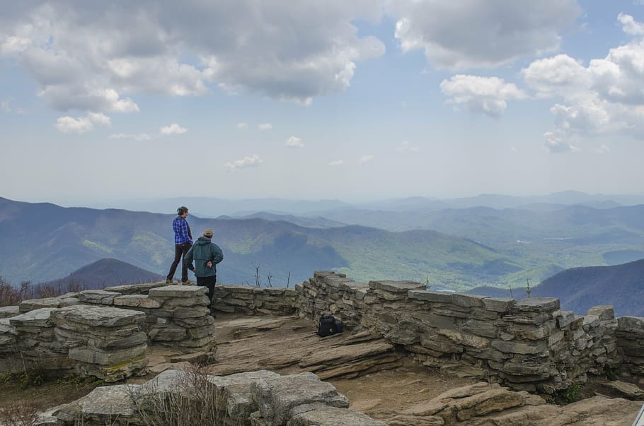 blue ridge mountains, appalachian mountains, hikers, scenery, sky, north carolina, landscape, nature, scenic, outdoors