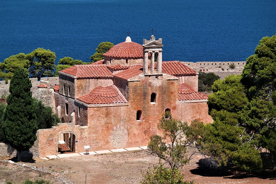 church, castle, places of interest, historically, greece, pylos, history, architecture, building exterior, built structure