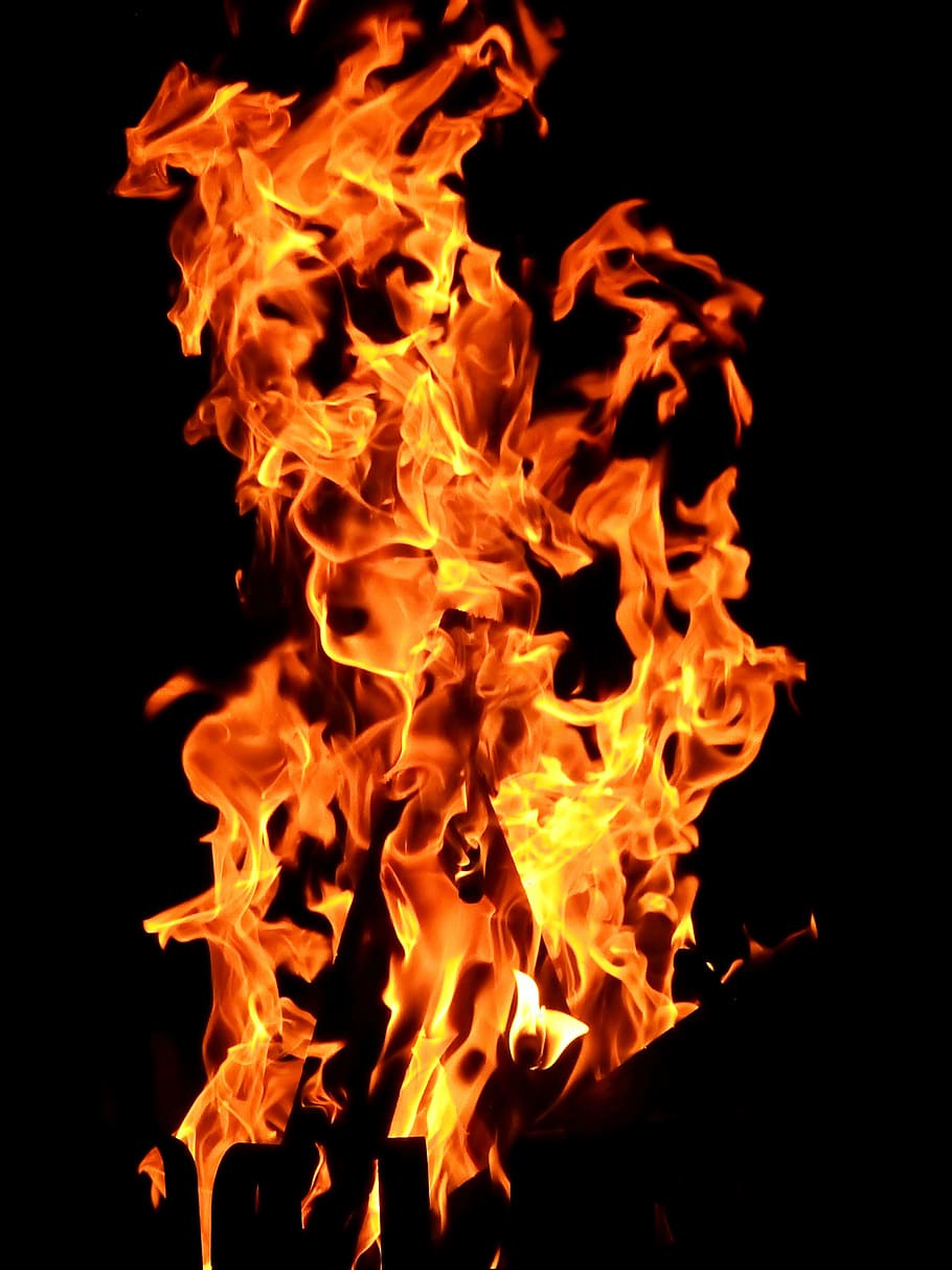 closeup, flame, fire, burn, wood fire, hot, brand, beautiful, background, dangerous