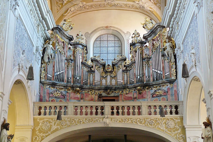 church organ, organ, church, bamberg, organ whistle, instrument, whistle, church music, architecture, baroque