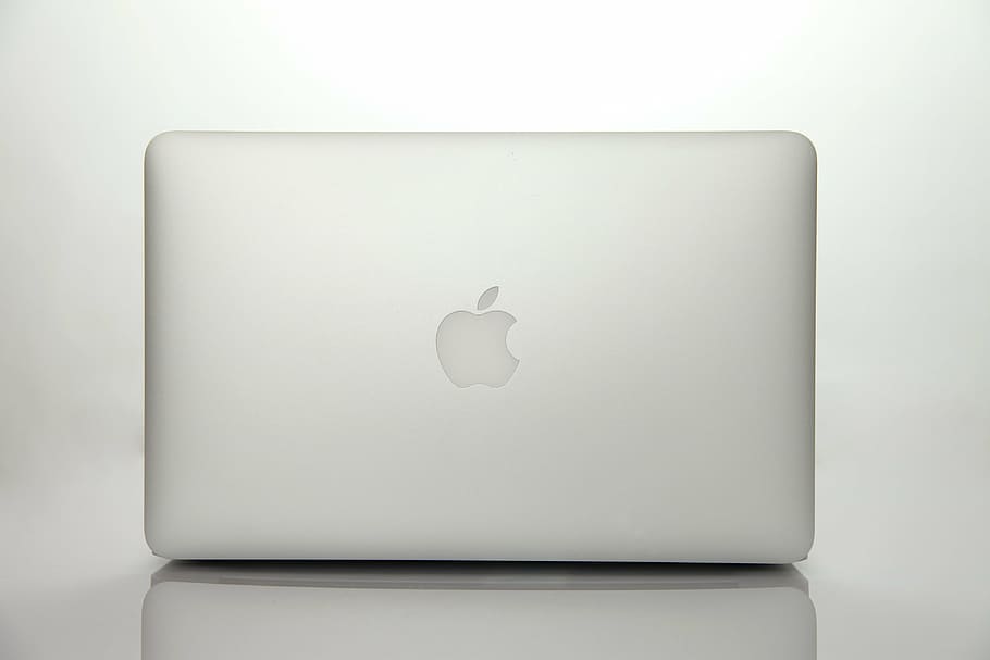 silver macbook, apple, laptop, still life, products, metal, electronic products, white, copy space, studio shot
