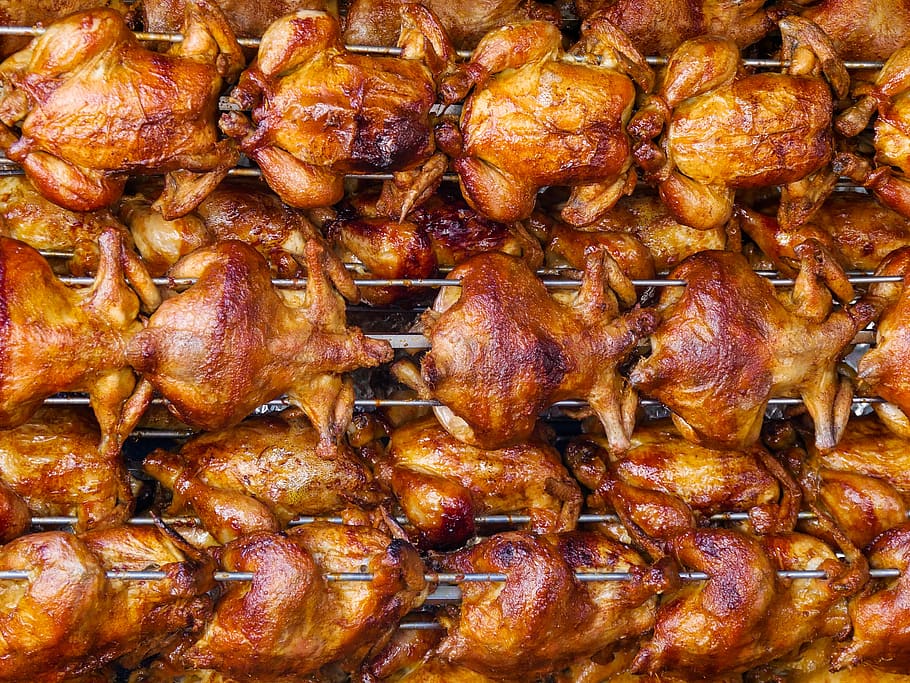 makan, ayam, panggang, enak, renyah, pesta, daging, latar belakang, ayam panggang, nutrisi
