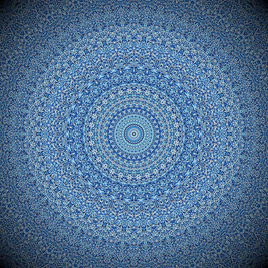 ilustração de mandala azul, branco, têxtil, fundo, mandala, padrão de fundo, caleidoscópio, padrão, imagem de fundo, decorativo