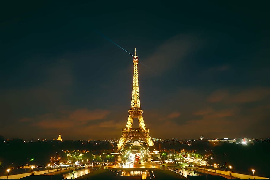 panorámica, fotografía, París, noche, Francia, ciudad, urbano, punto de referencia, histórico, famoso