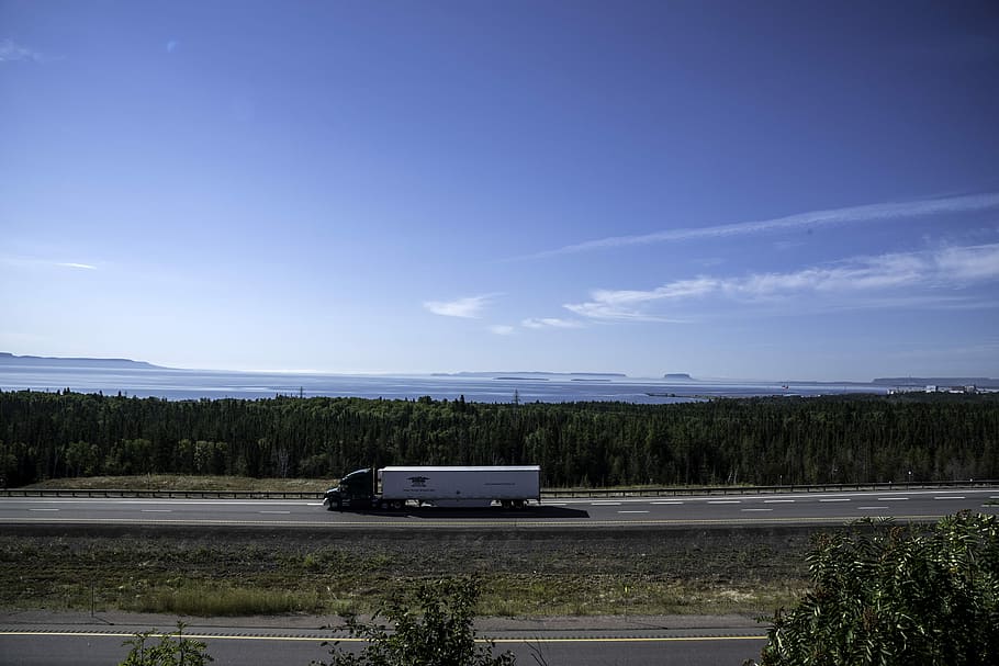 Además, camión, Terry Fox Lookout, paisaje, Terry Fox, Lookout, Ontario, Canadá, foto, carretera
