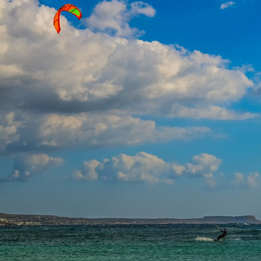 kitesurf, esporte, surf, extremo, mar, vento, praia, atividade, recreação, adrenalina