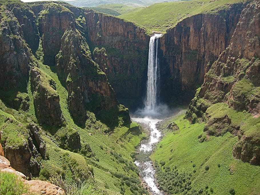 landscape photography, waterfalls, mountain, waterfall, maletsunyane falls, plunge, scenic, landscape, semonkong, lesotho