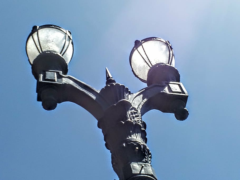 los angeles, street lamps, street light, sky, low angle view, blue, clear sky, nature, day, outdoors