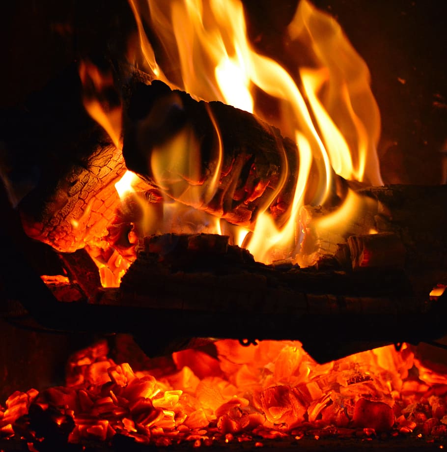火, レナ, 炎, キャンプファイヤー, 残り火, 火-自然現象, 熱-温度, 燃焼, オレンジ色, インフェルノ