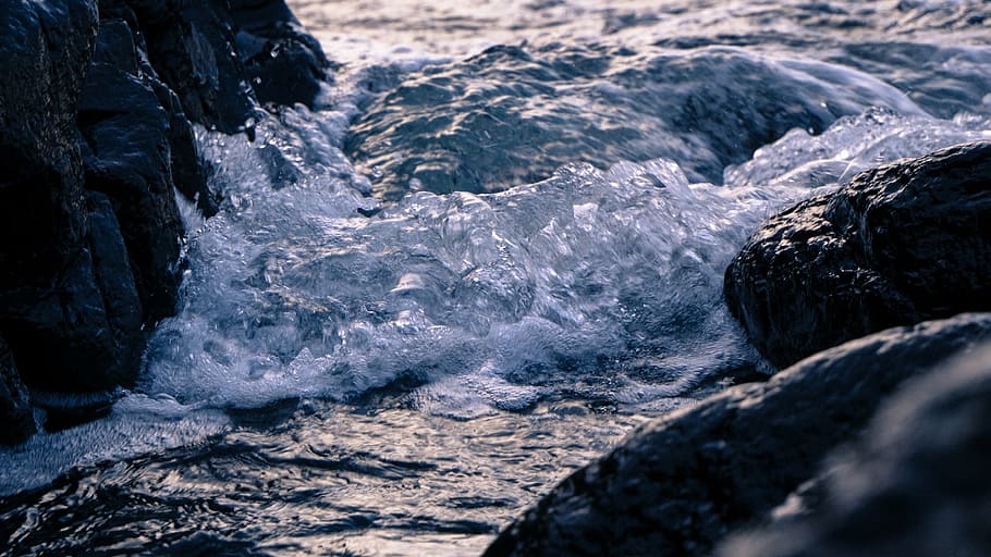 水, クラッシュ, 岩, 自然, 風景, 海, ビーチ, 波, 現在, 人なし