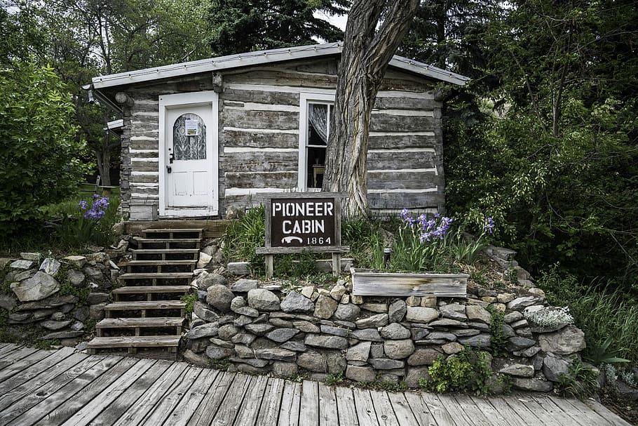 Helena, Montana, Pioneer Cabin, Reeder, Alley, cabaña, casa, cabaña de troncos, pionero, dominio público