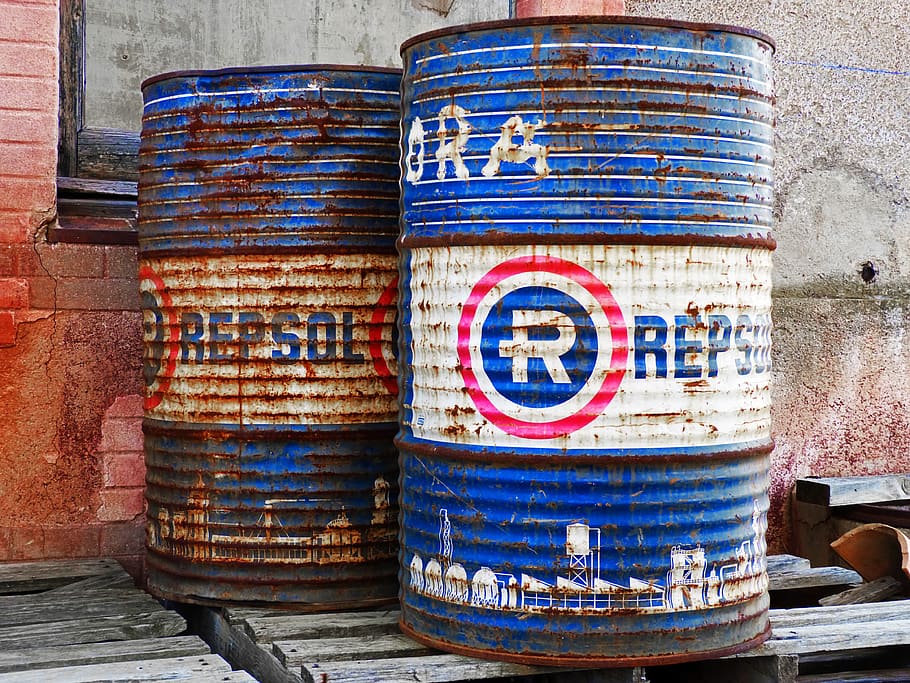 drums, fuel, barrels of oil, old, rusty, wall - building feature, day, stack, metal, barrel