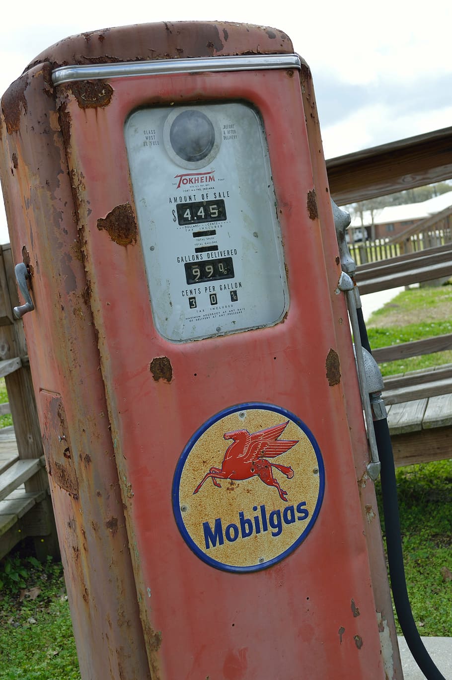 gas pump, antique, old, vintage, gasoline, metal, rusty, industrial, rural, communication