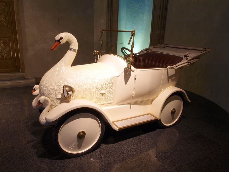 white, swan ride-on toy, sygnet 1920, the baby swan, car, automobile, vehicle, motor vehicle, machine, motorcar