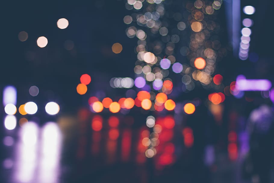 light bokeh, lights, blurred, color, lanterns, illumination, dark, night, city, traffic