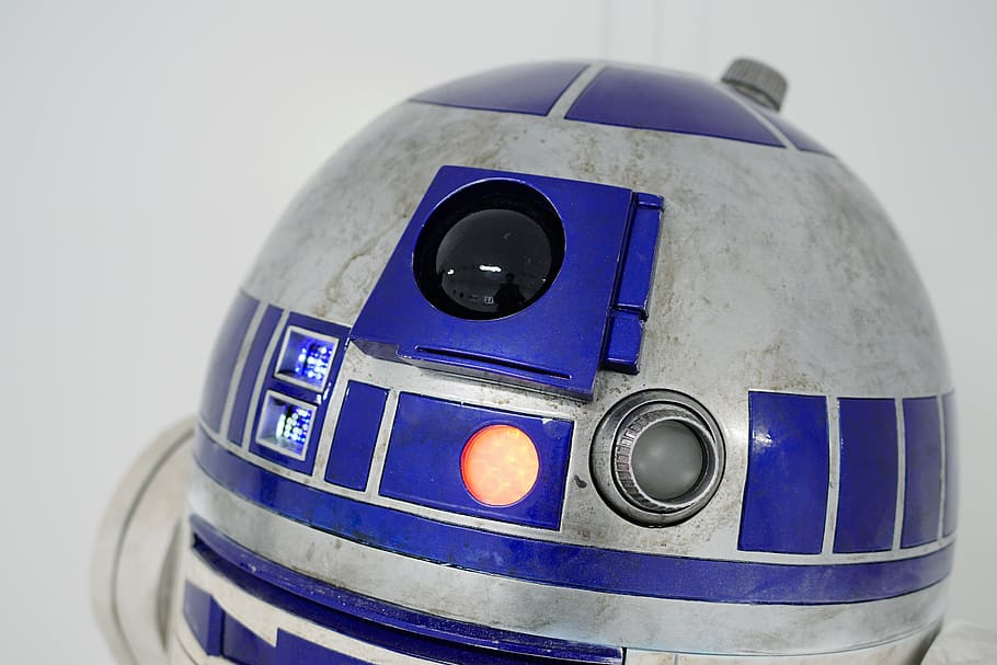 star wars r2-d2, star wars, movies, log support, r2d2, white background, close-up, film industry, eyeball, technology