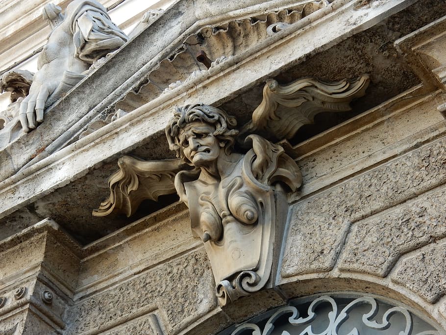 angel, ugly, old, head, rome, piazza de quirinale, sculpture, italy, architecture, low angle view