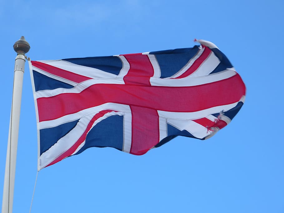 united, kingdom flag, pole, Flag, United Kingdom, Union Jack, flutter, cross, blue, red white