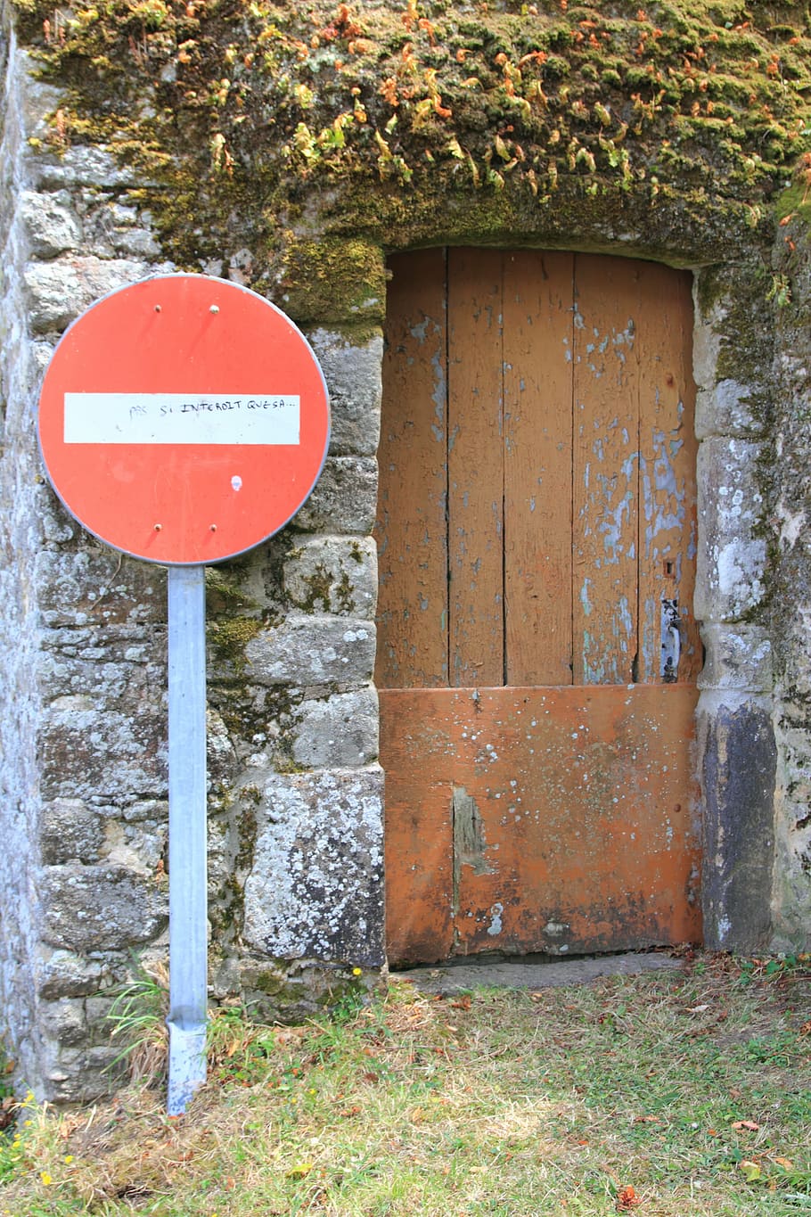 door, wood, pierre, panel, signalling, no entry, porch, wooden door, entry, metal