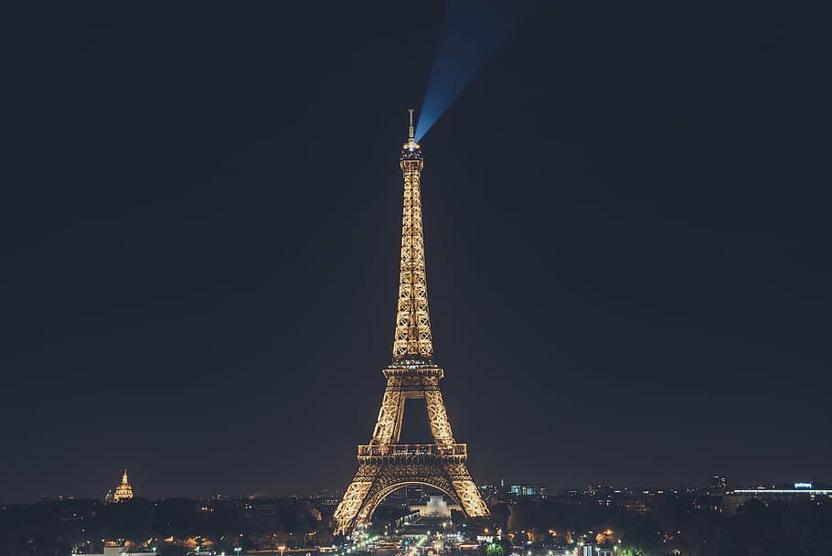 Torre Eiffel, Paris, França, noite, foto, arquitetura, construção, infraestrutura, Sombrio, luzes
