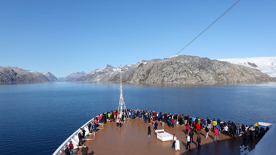 iceberg, ice, tourism, cruise, cruise ship, prins christianssund, frozen, cold, sea, nature