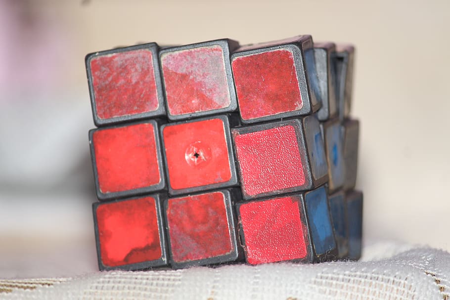 cubo, cubo de rubiks, vermelho, quebra-cabeça, jogo, jogar, cérebro, resolver, lazer, solução