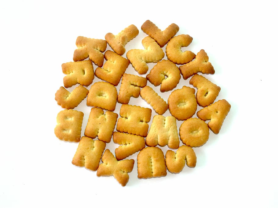 food, alphabet, biscuit, letter, font, baked, number, cracker, paper, word