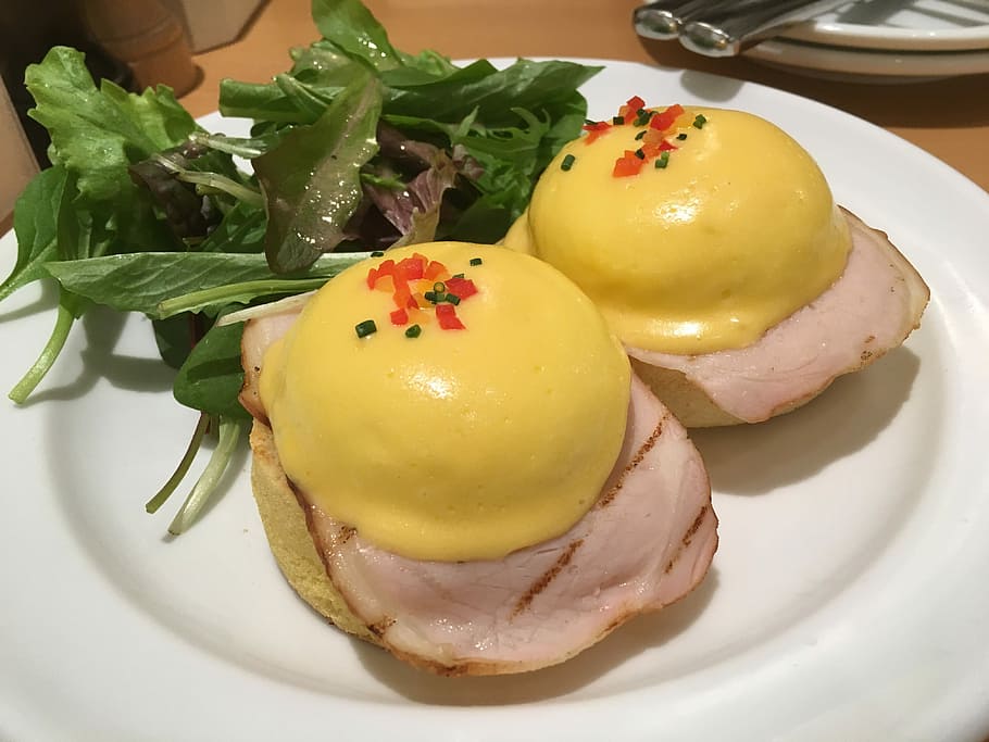Eggs Benedict, Breakfast, Osaka, sarah beth, food and drink, food, plate, healthy eating, indoors, freshness