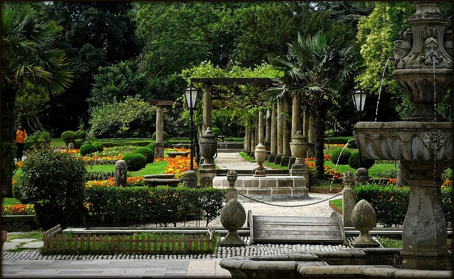 french, garden, ferrera park, aviles, spain, French garden, Aviles, Spain, flowers, photos, plants