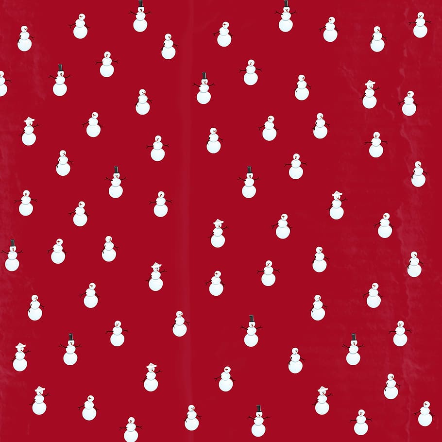 red, white, snowman print cloth, background, paper, christmas, christmas card, snowmen, backgrounds, textile