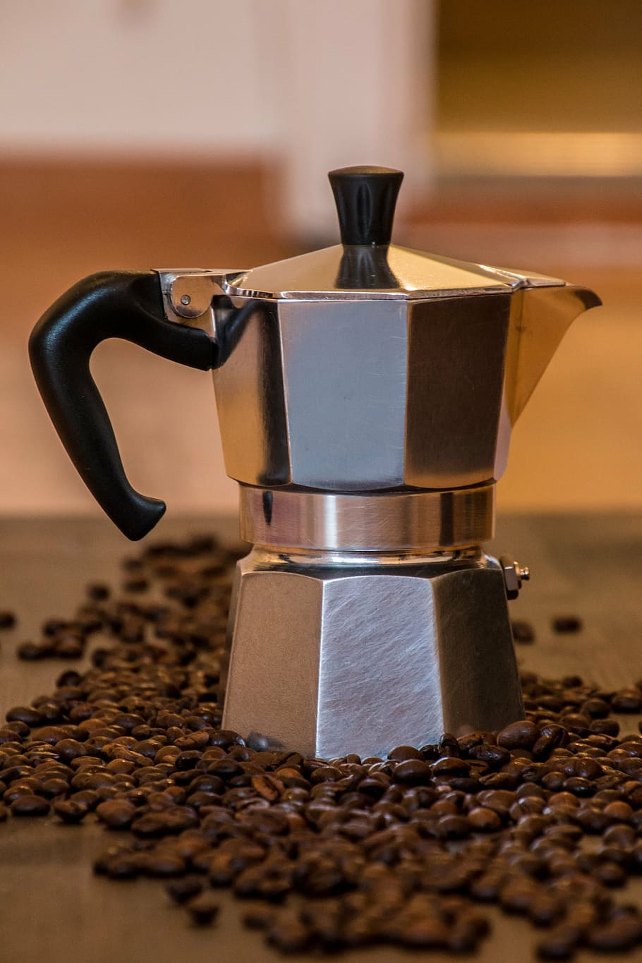 cafeteira de prata, café, chá, cafeteira velha, máquina de café italiana antiga, fazer café, itália, café da manhã, hora do café, preparar café