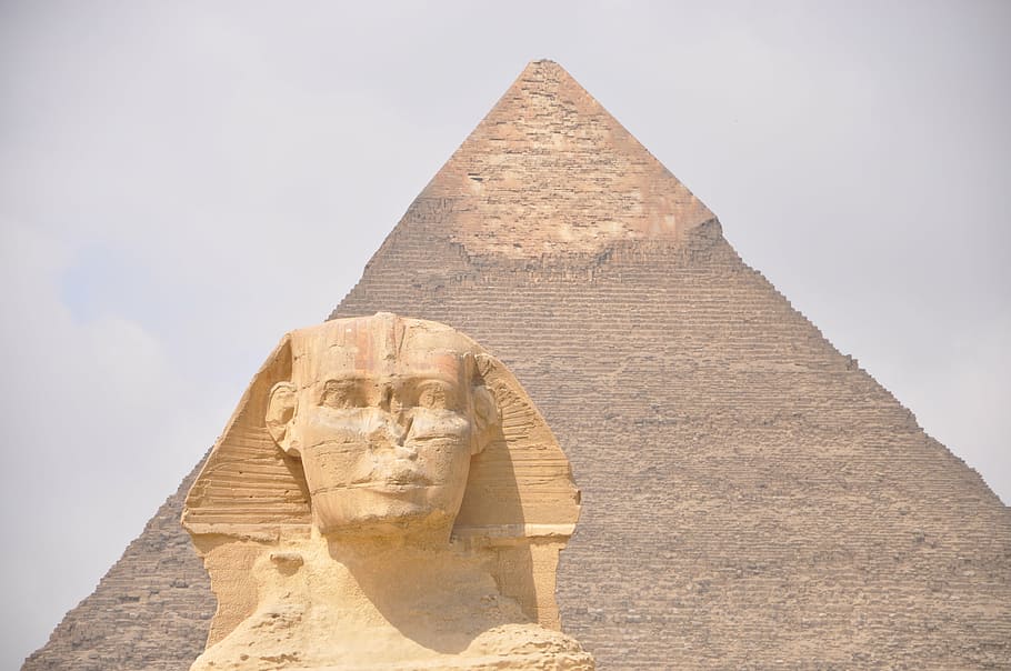 egypt, sphinx, pyramid, cairo, giving, monument, ancient, triangle shape, architecture, history