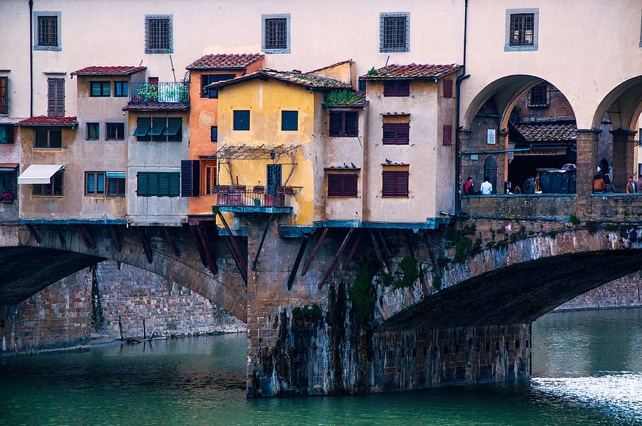 ponte vecchio, florence, tuscany, italy, art, architecture, monument, arno, built structure, water