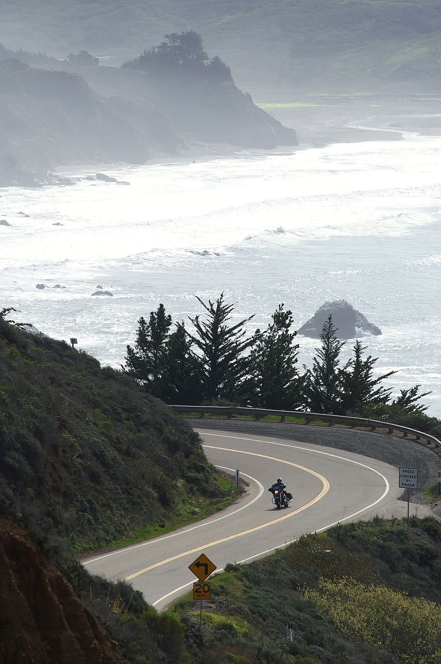 west coast, america, highway, number 1, road, coastline, motorbike, motorcycle, lonely, driving