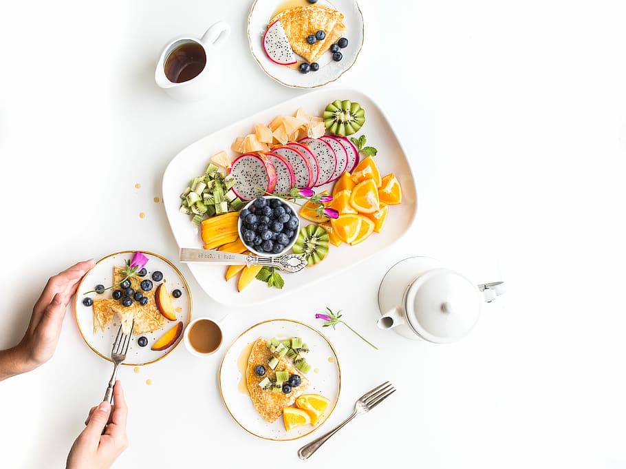 sehat, sarapan penuh warna, penuh warna, sarapan, berry, blueberry, warna, piala, hidangan, buah