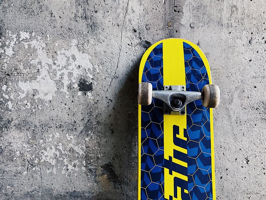 skateboard, skate, skateboarding, sport, lifestyle, leisure, active, board, wall - building feature, yellow