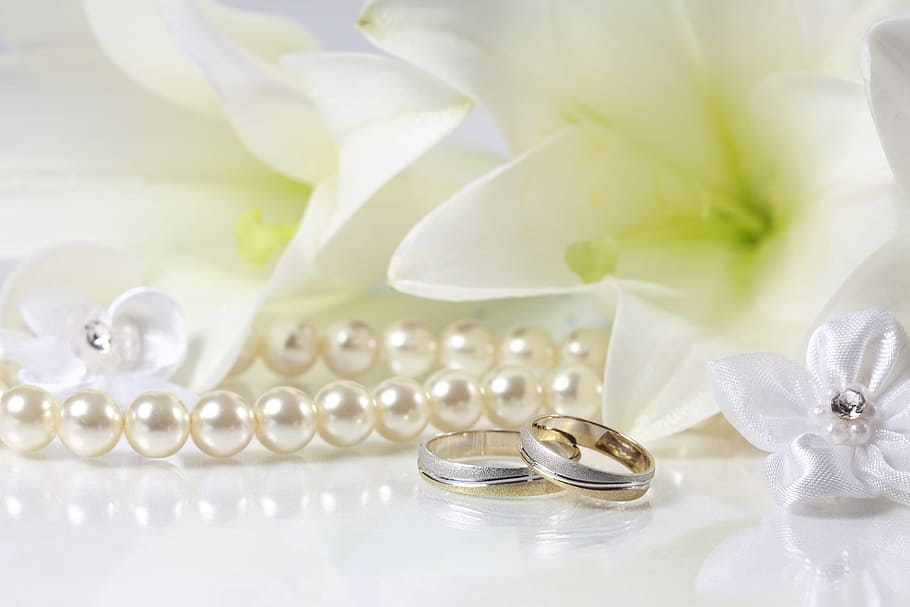anillos plateados, blanco, collar de perlas, perlas, imaginario, árbol, Joyas, anillo, joyas de perlas, riqueza