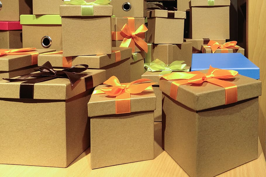 Presente de Natal, Embalado, presente, embalagem para presente, caixa de papelão, dentro de casa, caixa - recipiente, ninguém, dia, caixa