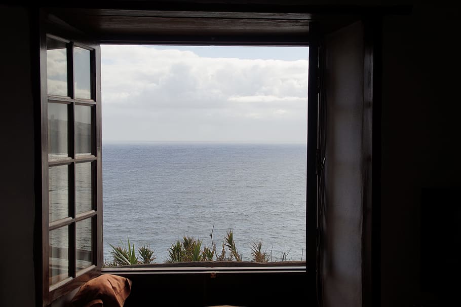 foto, abierto, océano, Ver, Ventana, Mar, Tenerife, Visión, vista al mar, agua