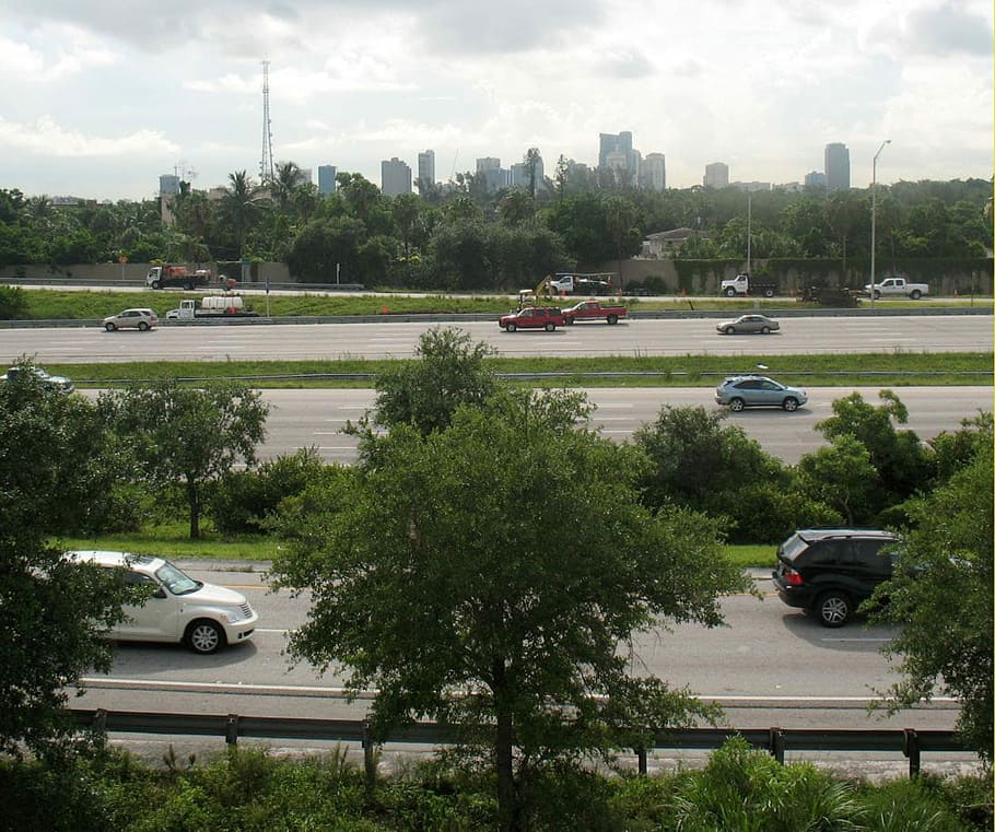 interstate, 95, passing, Interstate 95, melewati, Fort Lauderdale, Florida, foto, jalan raya, domain publik